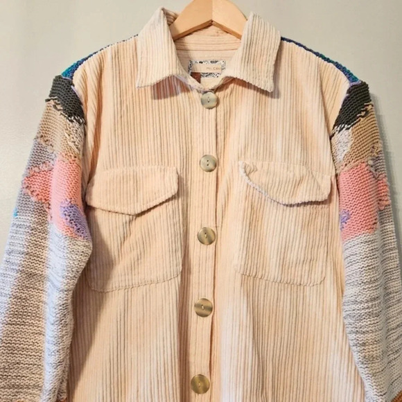 Anthropologie Pilcro Easygoing Shirt Boho Corduroy Knit Women’s Jacket Cream S. - Picture 8 of 16